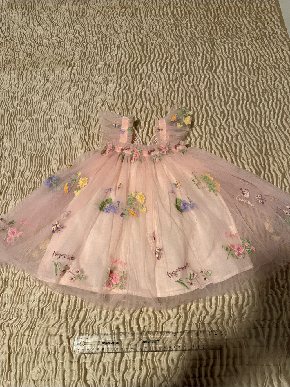 Toddler Pink Floral Tulle Fairy Dress with Wings - Picture 2 of 5